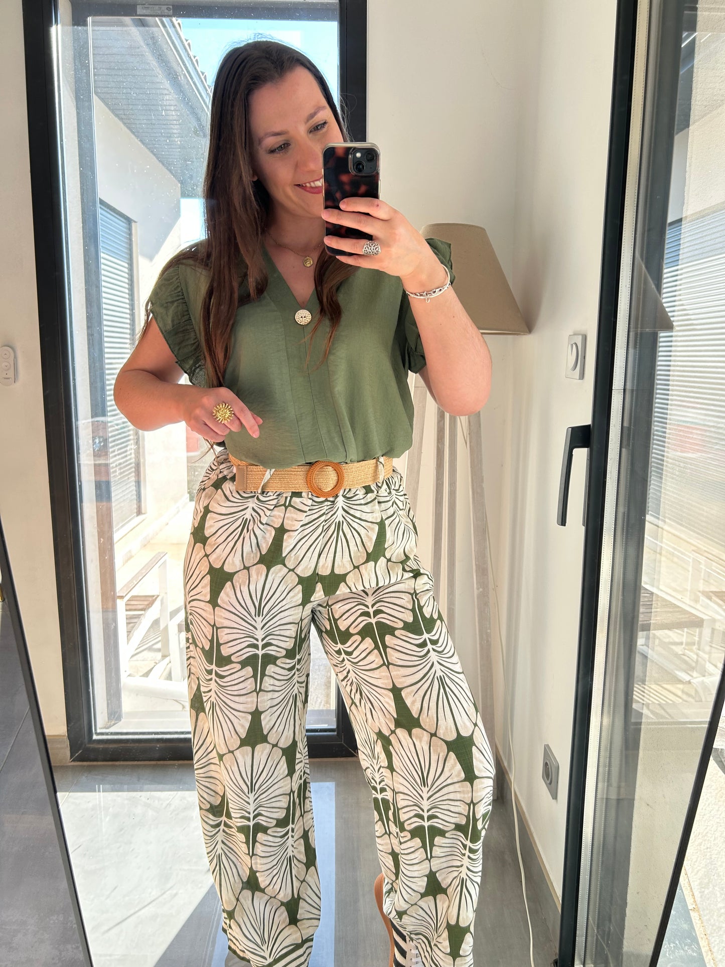 Pantalon fluide Alba kaki
