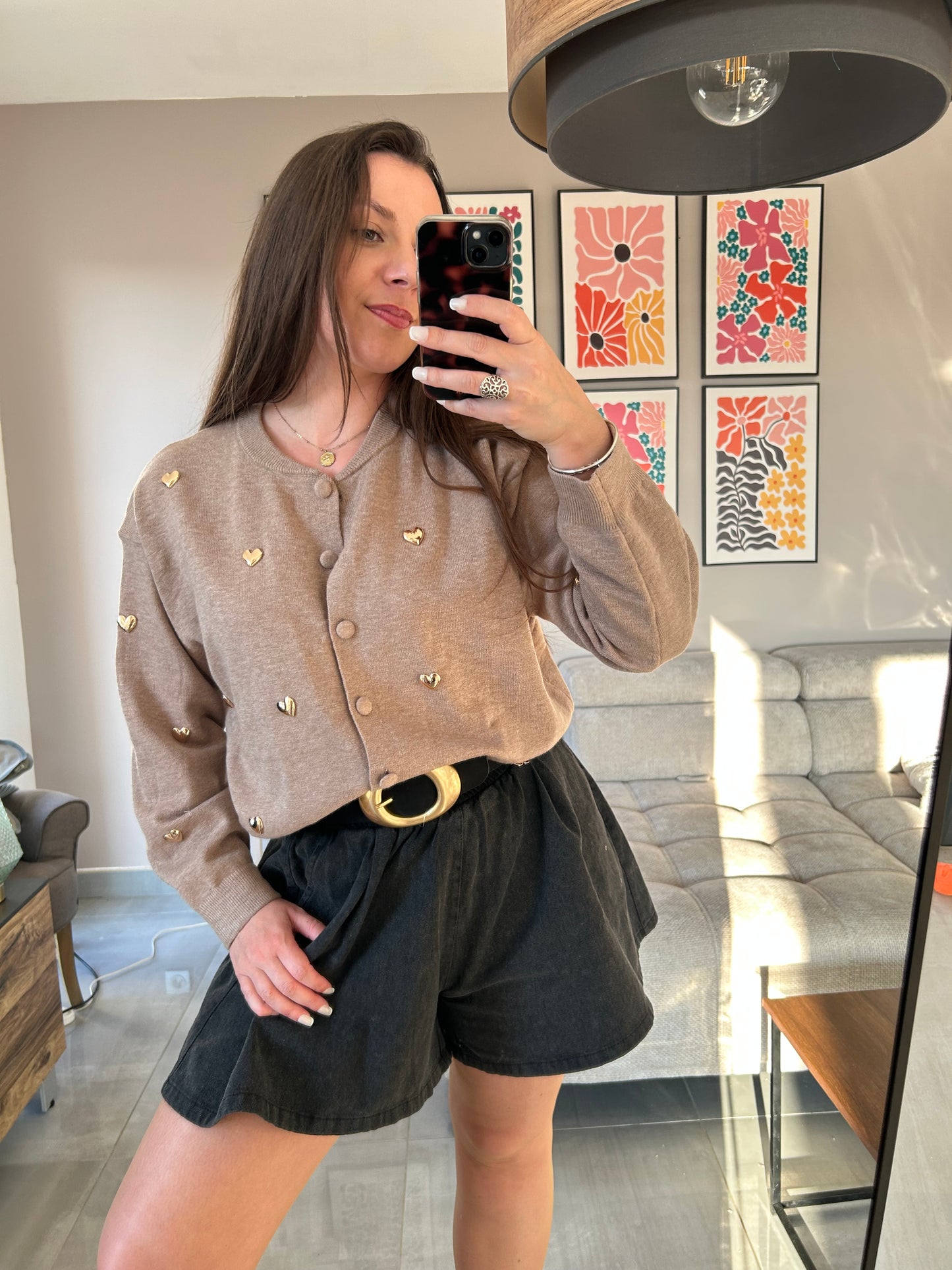 Gilet coeurs dorés