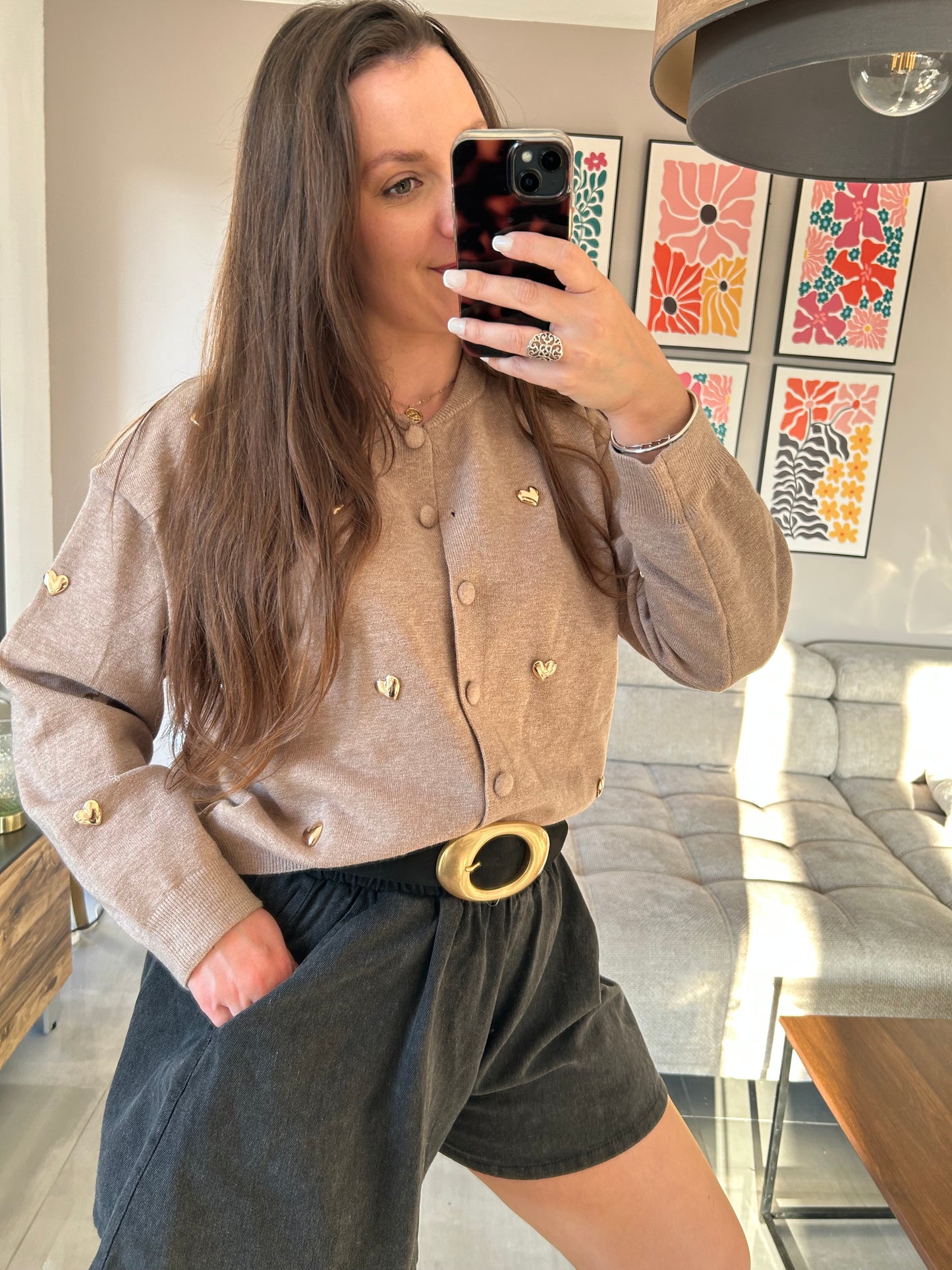 Gilet coeurs dorés
