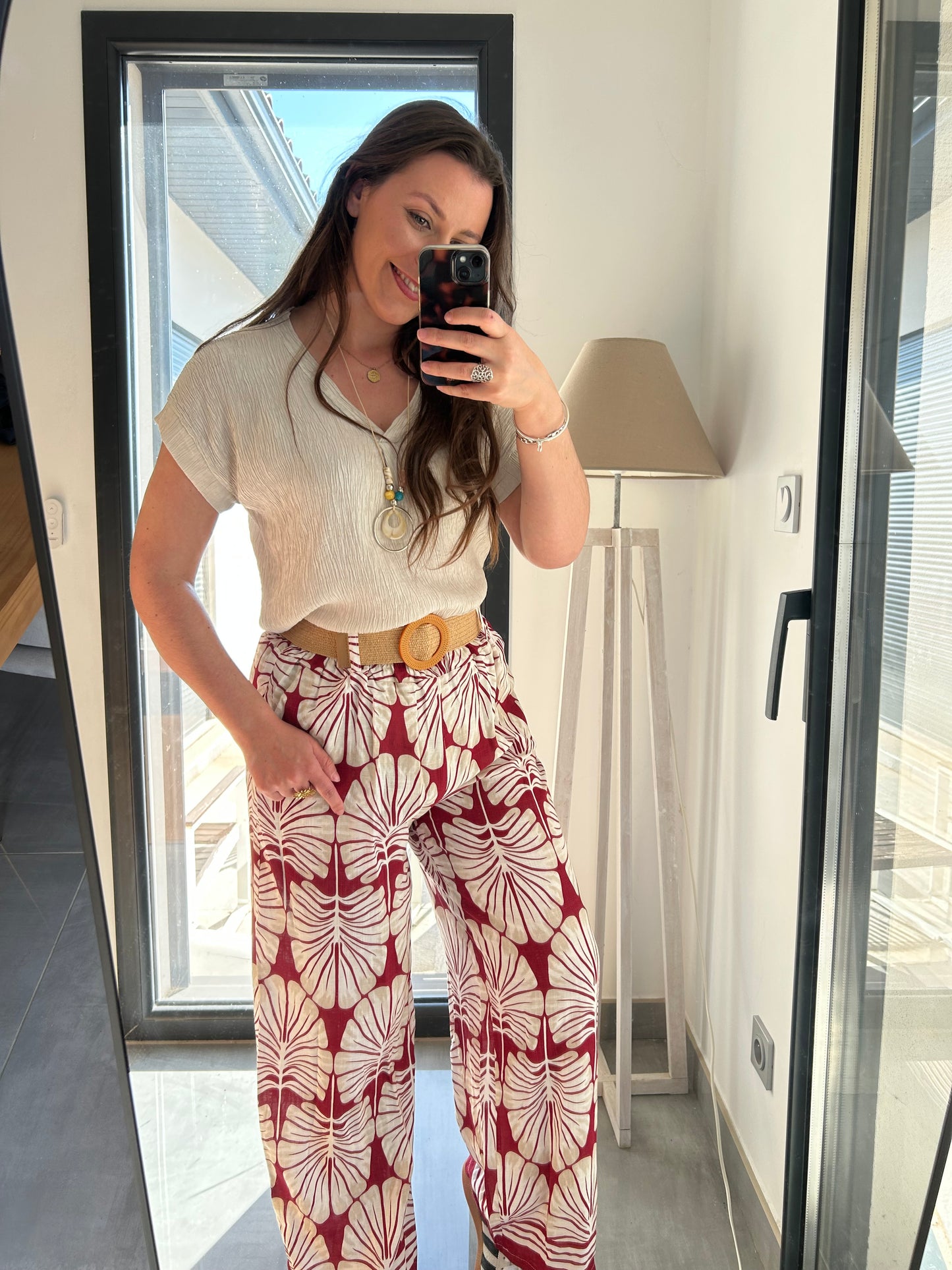 Pantalon fluide Alba Bordeaux