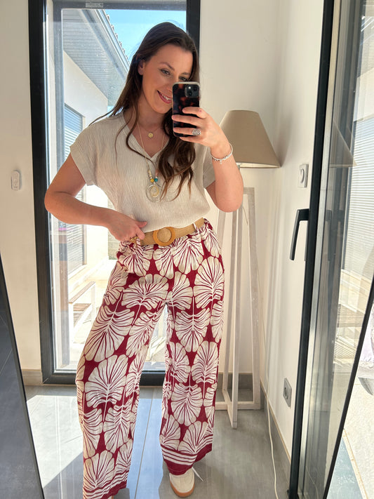 Pantalon fluide Alba Bordeaux