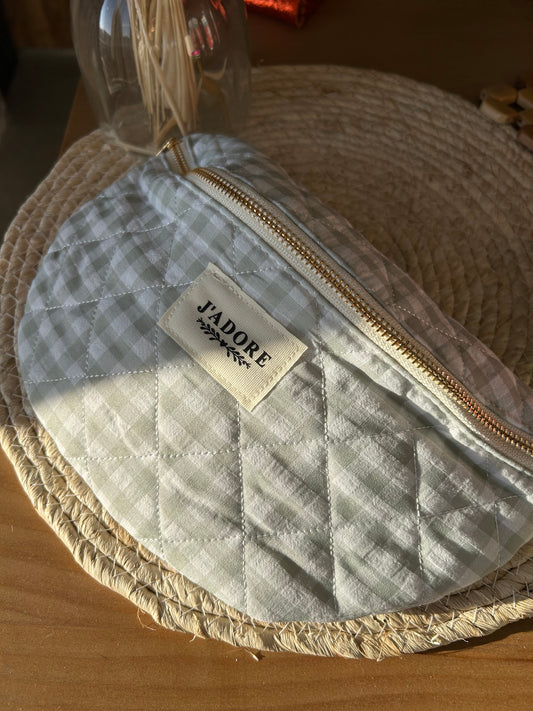 Sac banane vichy vert
