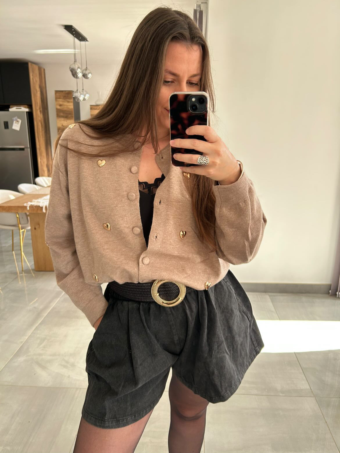 Gilet coeurs dorés
