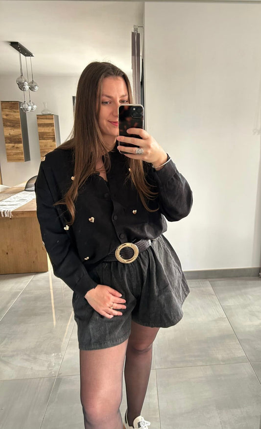 Gilet noir coeurs dorés